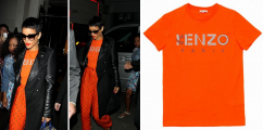 Rockin! or Not....: Rihanna Spotted In London Rocking Kenzo Tiger Logo Tee & Printed Casual Pants