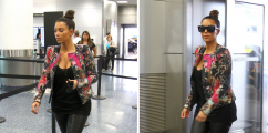 Travel In Style: Kim Kardashian Spotted Rockin' Balmain Floral Printed Jacket