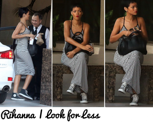 Rihanna Spotted Chillin' In Stripes x Converse
