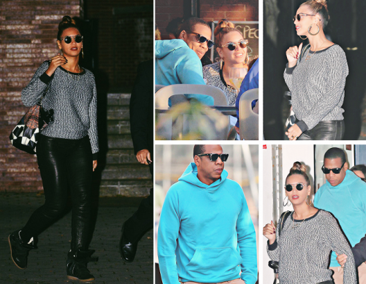 SPOTTED:  Beyonce' Rocks Laid Back Yet Edgy Look On Dinner Date With Hubby Jay-Z