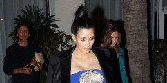 Kim Kardashian Spotted Serving Pregnant Body In An Electric Blue Dress With Revealing Cut-Outs