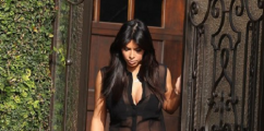 Mommy-To-Be Kim Kardashian Keeps It Sexy Yet Chic Rockin Her Faith Connexion Sheer Overall Jumpsuit