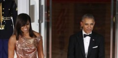 PRESIDENTAL SWAG: First Lady Michelle Obama Sparkled In Atelier Versace At Final State Dinner